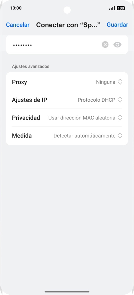 Introduce la contraseña de la red wifi y pulsa Guardar.