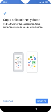 Puedes transferir el contenido de otro teléfono cuando activas tu teléfono por primera vez y cuando lo has restablecido. Cuando aparezca en la pantalla del teléfono esta imagen, ya está listo para la transmisión del contenido del otro teléfono.