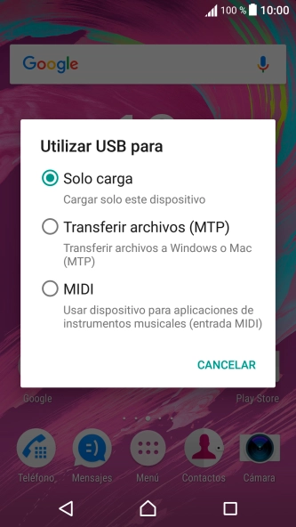 Pulsa Transferir archivos (MTP).
