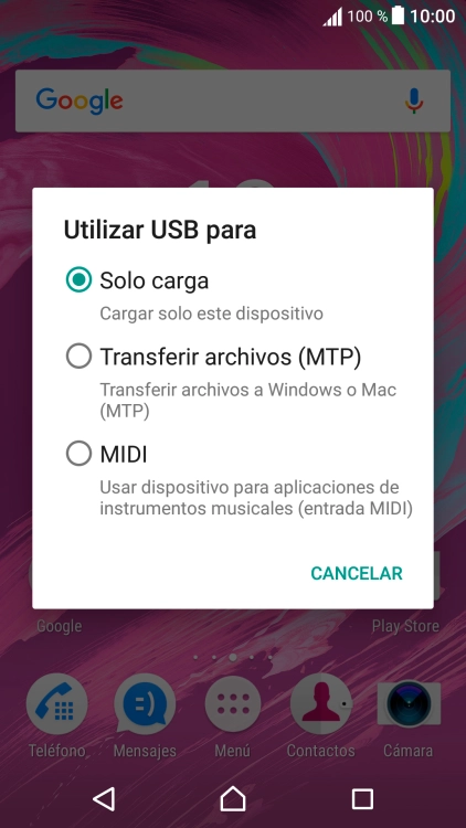 Pulsa Transferir archivos (MTP).