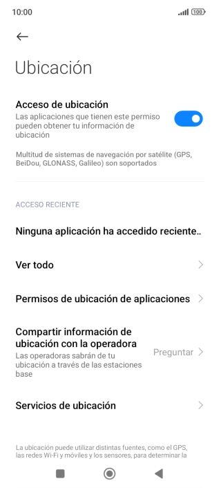 Pulsa Permisos de ubicación de aplicaciones.