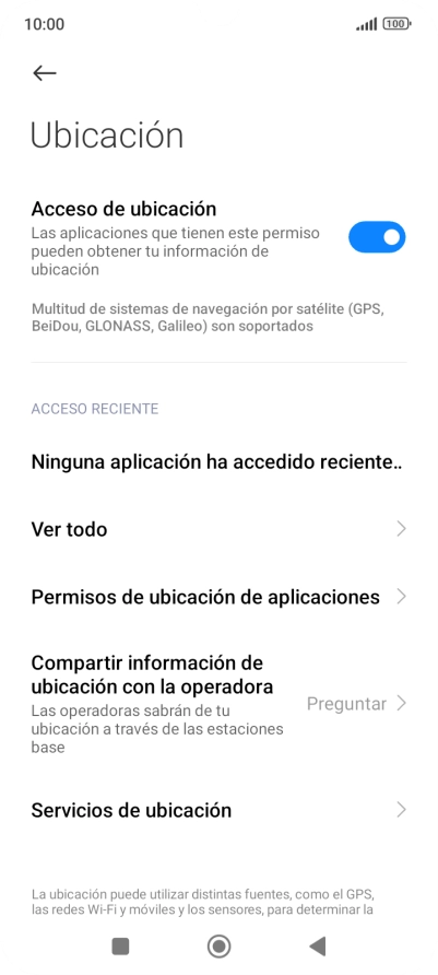 Pulsa Permisos de ubicación de aplicaciones.