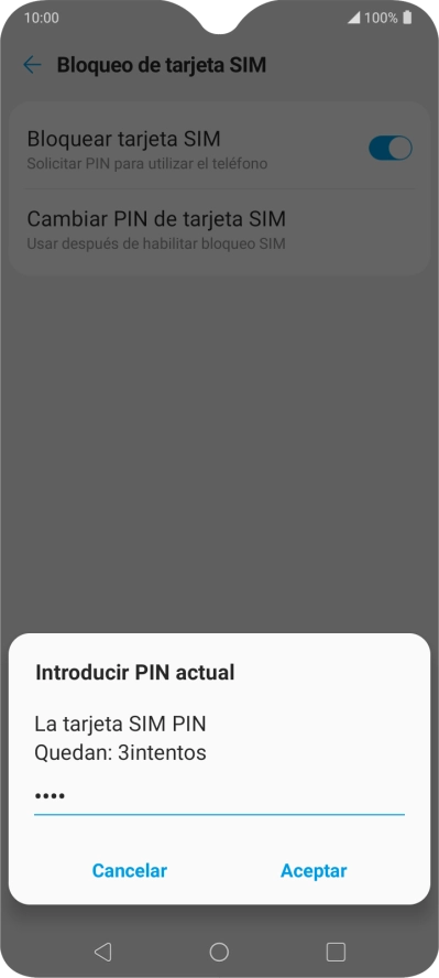 Introduce tu código PIN y pulsa Aceptar.