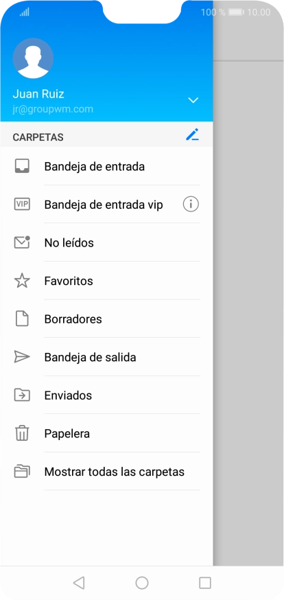 Pulsa la lista desplegable de las cuentas de correo electrónico.