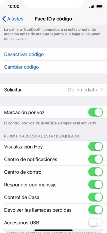 Pulsa Desactivar código e introduce el código de seguridad.