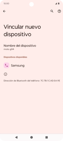 Pulsa el dispositivo Bluetooth deseado y sigue las indicaciones de la pantalla para vincular el dispositivo al teléfono.