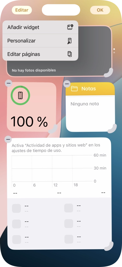 Pulsa Añadir widget.