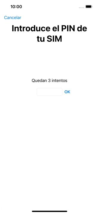 Si es necesario desbloquear la tarjeta SIM, introduce el código PIN y pulsa OK.