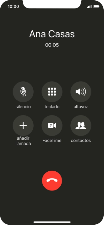 Pulsa el icono de finalizar llamadas para colgar.