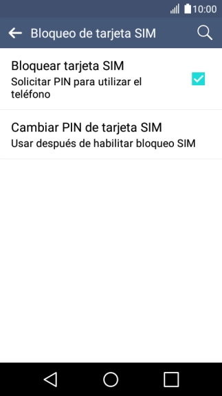 Pulsa Bloquear tarjeta SIM para activar o desactivar la función.