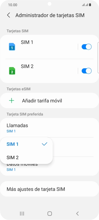 Pulsa la tarjeta SIM deseada.