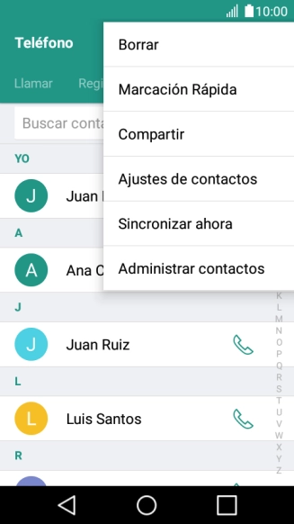 Pulsa Administrar contactos.