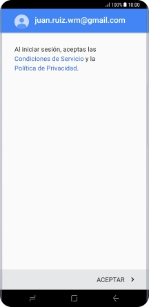 Pulsa ACEPTAR y sigue las indicaciones de la pantalla para seleccionar los ajustes de tu cuenta de Google.