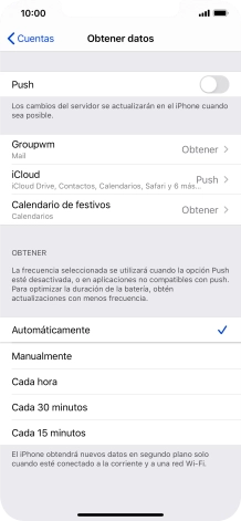 Si desactivas la función, pulsa el ajuste deseado.