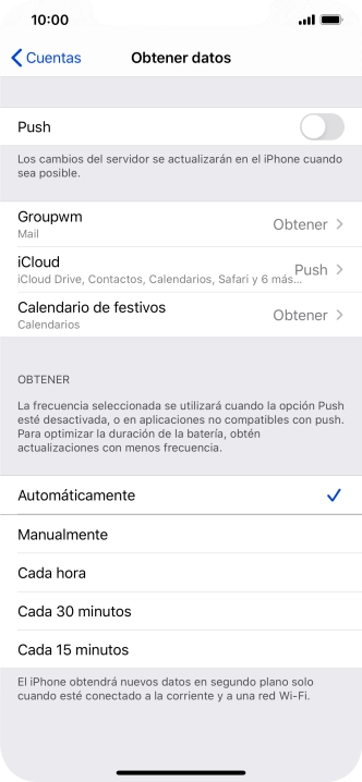 Si desactivas la función, pulsa el ajuste deseado.