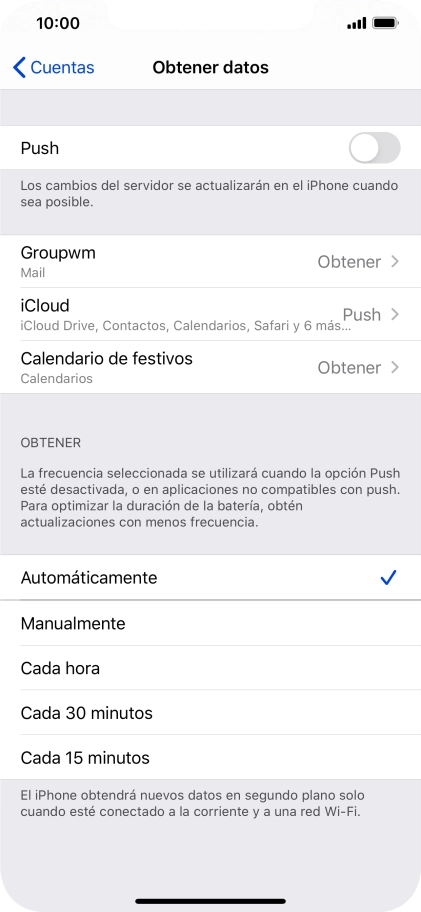 Si desactivas la función, pulsa el ajuste deseado.