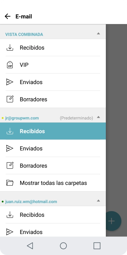 Pulsa Recibidos bajo la cuenta de correo electrónico deseada.