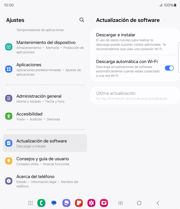 Pulsa Descargar e instalar. Si hay una versión de software nueva disponible, aparecerá ahora en la pantalla. Sigue las indicaciones de la pantalla para actualizar el software del teléfono.