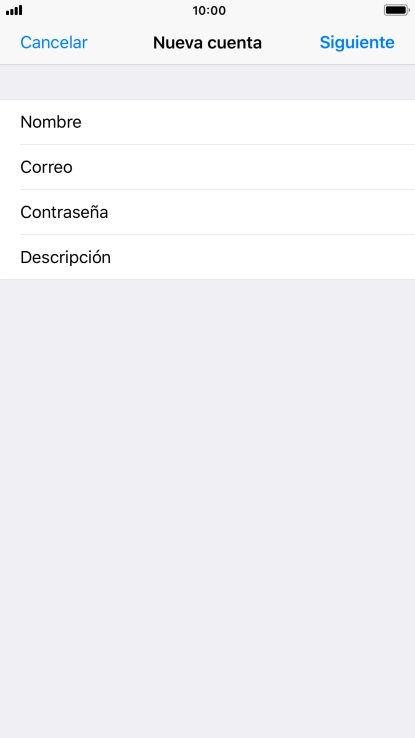 Pulsa Descripción e introduce el nombre de la cuenta de correo electrónico.