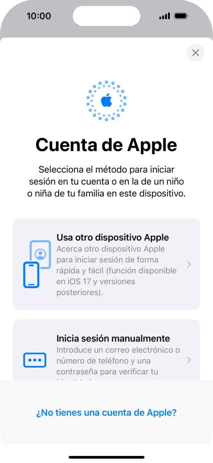 Pulsa Inicia sesión manualmente.