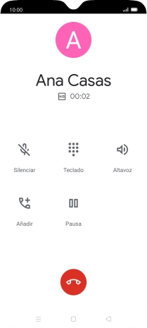 Pulsa el icono de finalizar llamada.