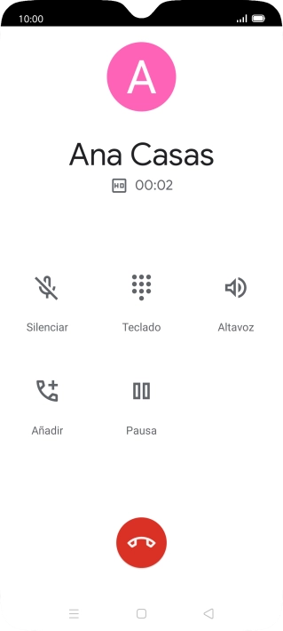 Pulsa el icono de finalizar llamada.