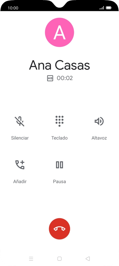 Pulsa el icono de finalizar llamada.