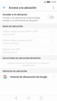 Pulsa Acceder a mi ubicación para activar o desactivar la función.