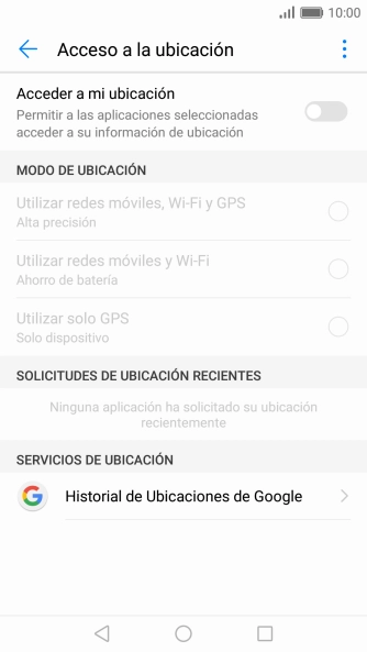 Pulsa Acceder a mi ubicación para activar o desactivar la función.