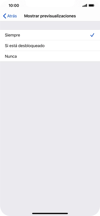 Para seleccionar la vista previa de las notificaciones en la pantalla de bloqueo, pulsa Siempre.
