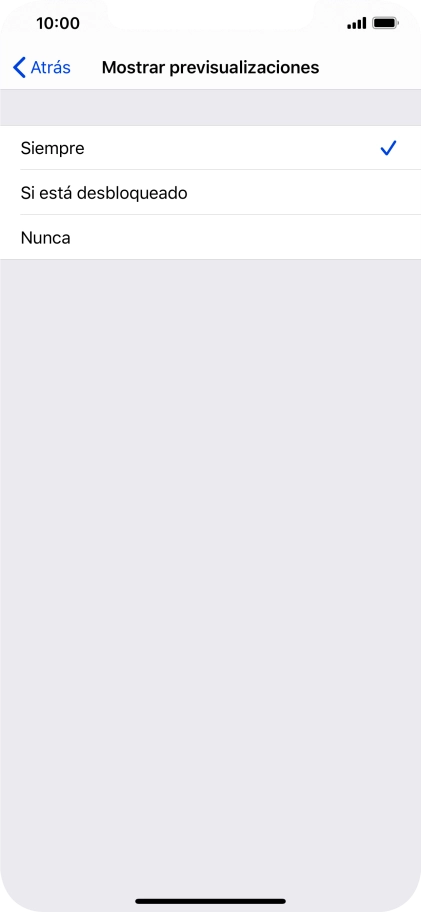Para seleccionar la vista previa de las notificaciones en la pantalla de bloqueo, pulsa Siempre.