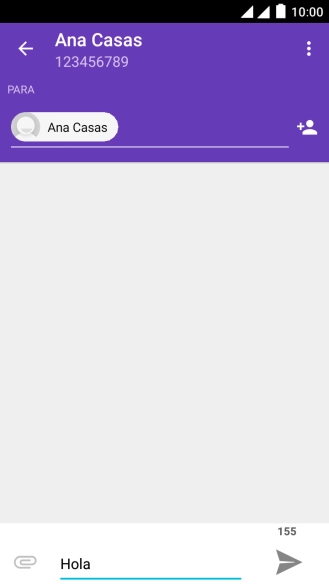 Pulsa el icono de envío cuando termines de escribir el mensaje corto.