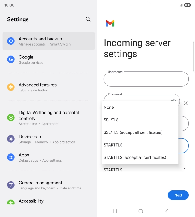 Press SSL/TLS.