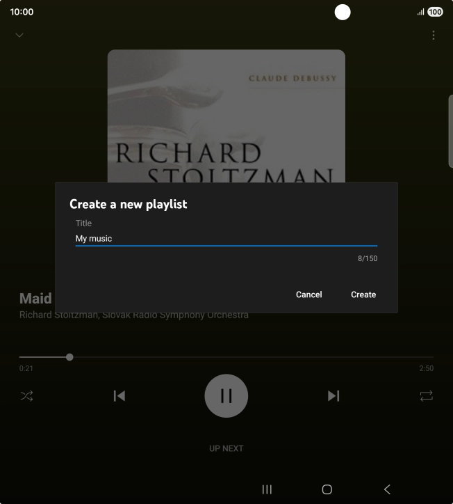 Key in a name for the playlist and press Create.