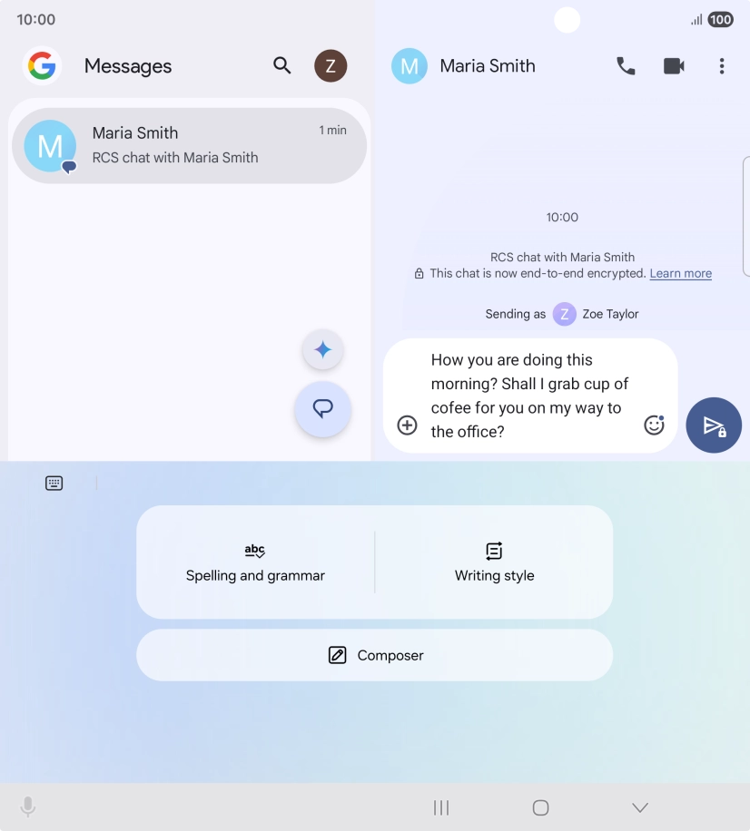 To check your text for grammatical and spelling errors, press Spelling and grammar and follow the instructions on the screen to use the function.