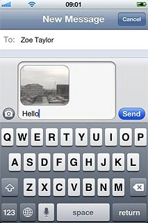 Write the text for your picture message.Press Send.