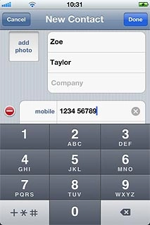 Press the field next to the phone number.