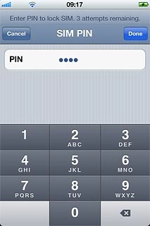 Key in your PIN and press Done.Depending on the current setting, the function is turned on or off.