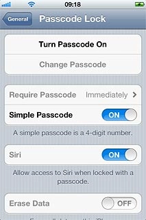 Press Turn Passcode On.Key in a phone lock code of your own choice.Key in the same phone lock code again.