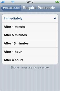 Press Passcode Lock to go back to the settings.