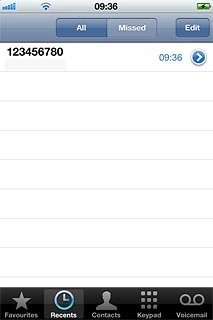 To select a specific call list:Press All or Missed.