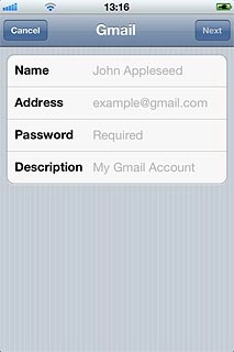 Press Password and key in the password for your email account at your email provider.