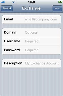 Press Email and key in your email address.