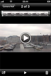 Press the field in the top left corner of the display to return to the list of pictures and video clips.