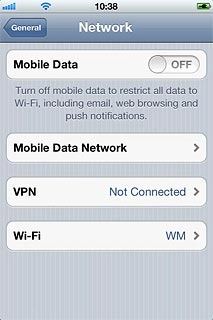 Press the indicator next to Mobile Data.Depending on the current setting, the function is turned on or off.