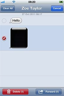 When a picture message is ticked (V), it's selected.