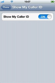 Press the indicator next to Show My Caller ID.Depending on the current setting, the function is turned on or off.
