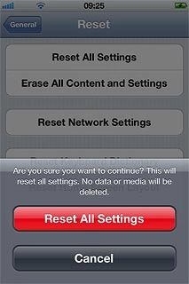 Press Reset All Settings.Your phone is restarted.