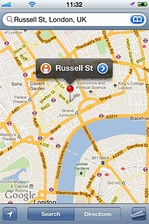 The selected destination is displayed as a point on the map.