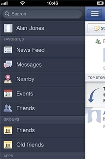 You can now use the application.Please note that Facebook isn't part of the original application package and therefore only a general description is given here.You have a number of options, such as:Write status updatesSend messagesWrite text on WallUpload picturesSelect application settings